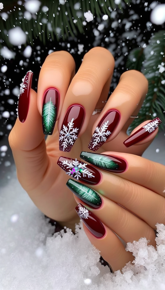 ongle rouge noel