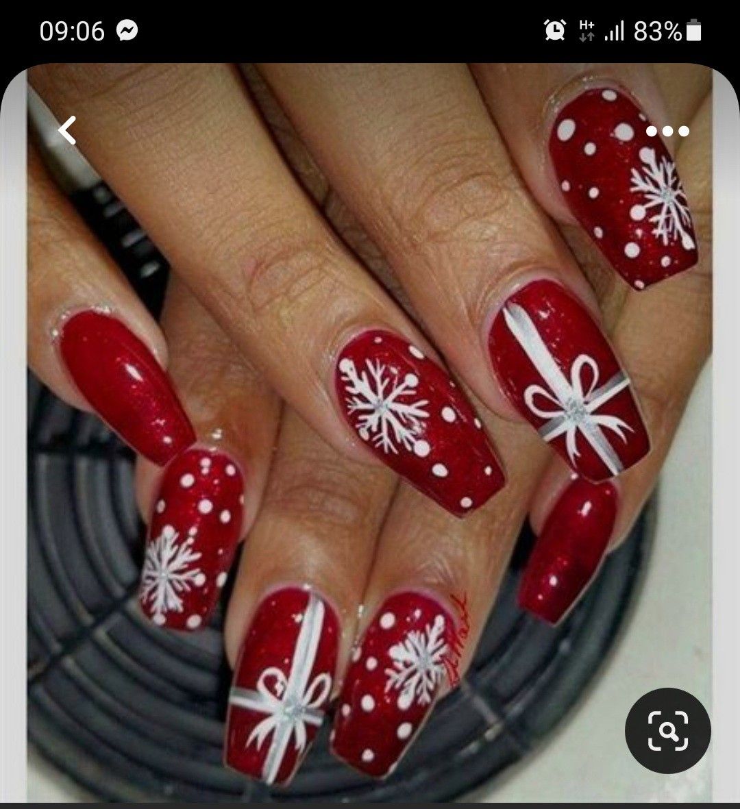 ongle rouge noel