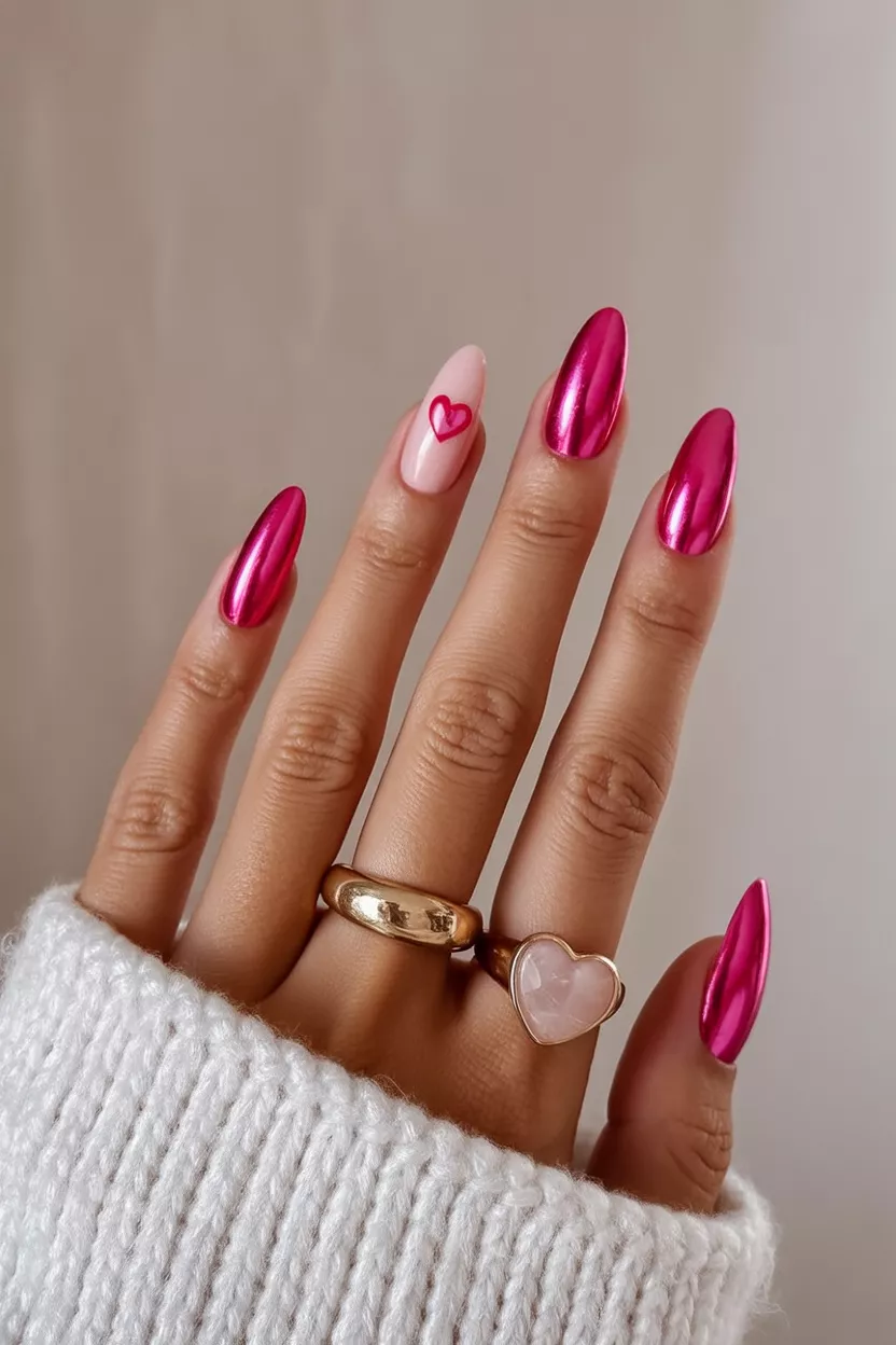 Nail art Saint-Valentin chic