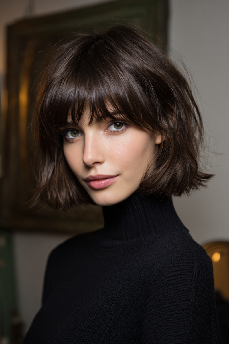 Carré à la française frange