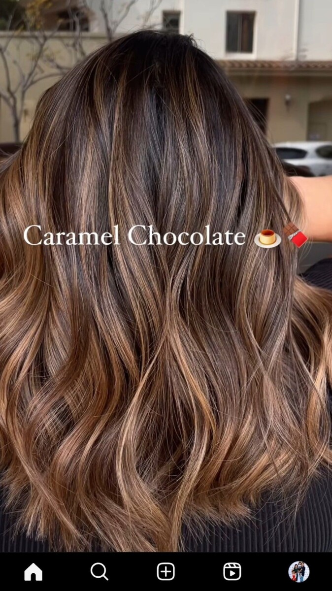 balayage caramel sur brune carré