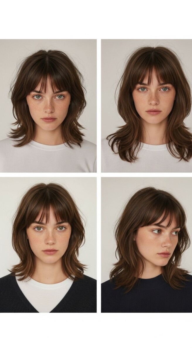 cheveux mi long et frange