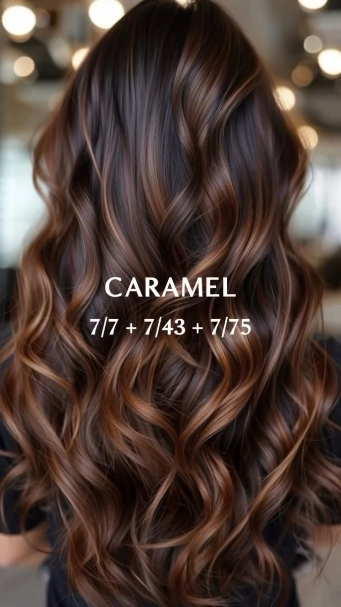 balayage caramel sur brune carré