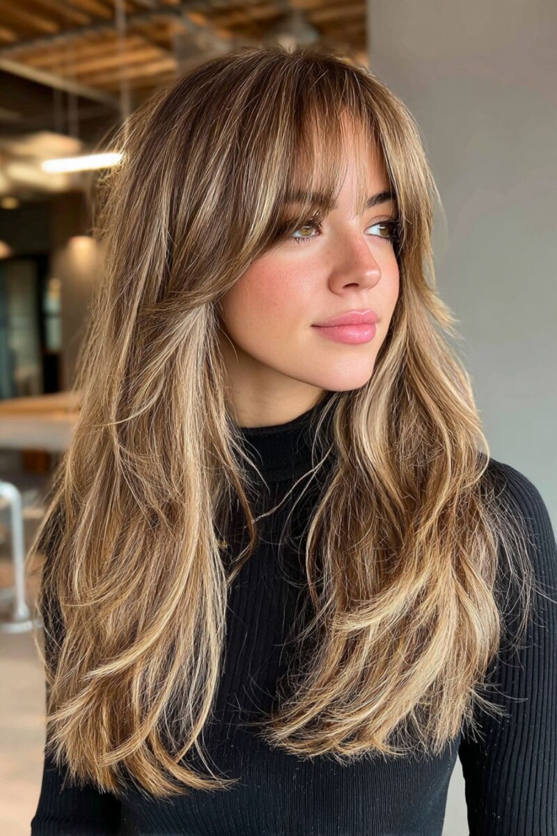 Coupe dégradée frange rideau