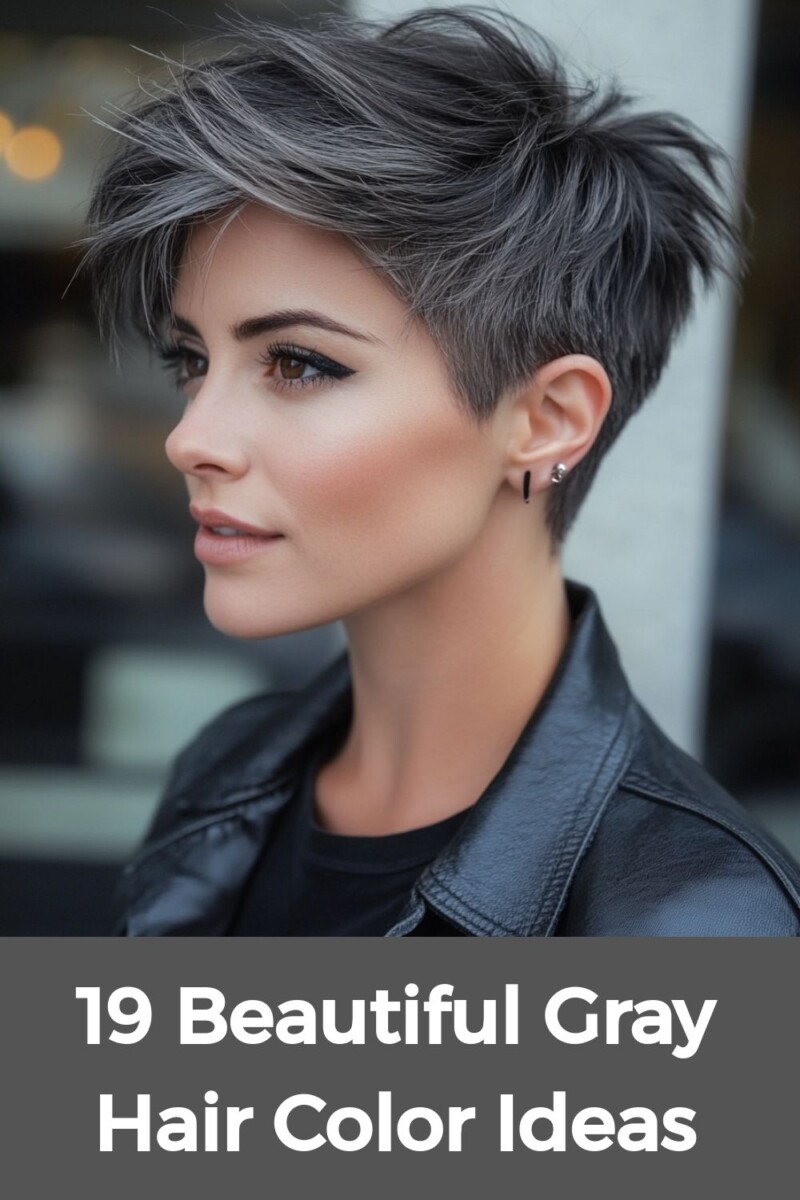 balayage gris sur brune cheveux court