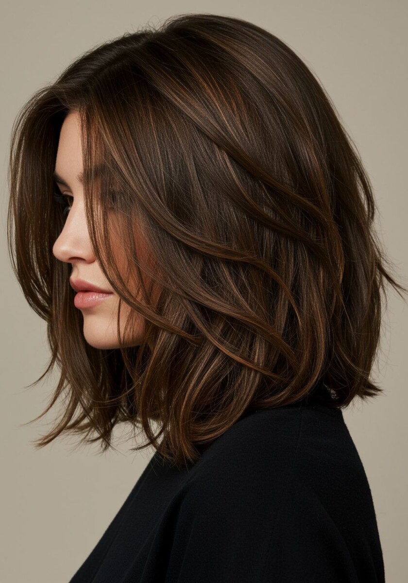 carré balayage brune