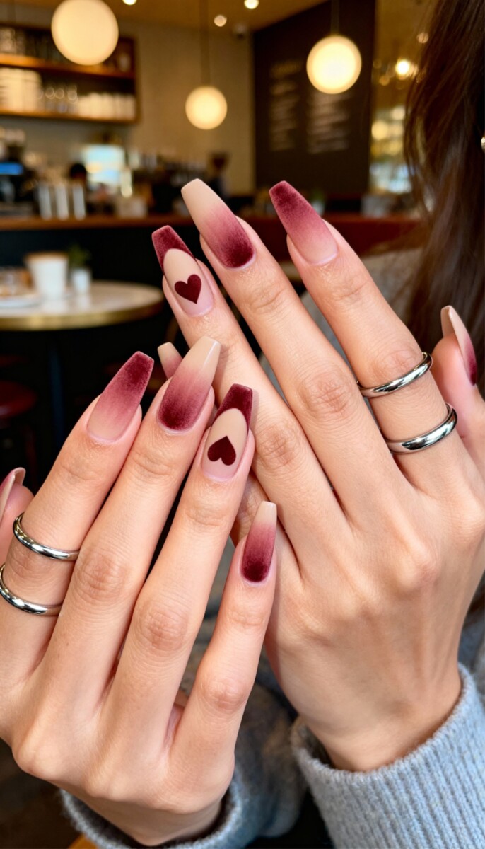 Nail art Saint-Valentin chic