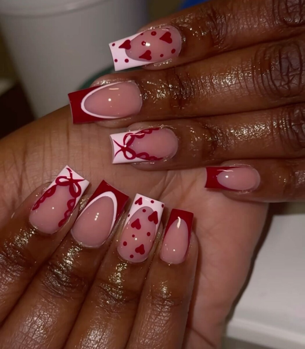 Ongles Saint-Valentin rouges