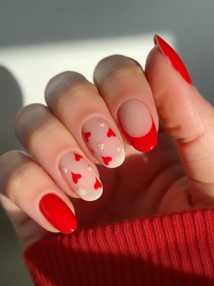 Nail art cœur Saint-Valentin