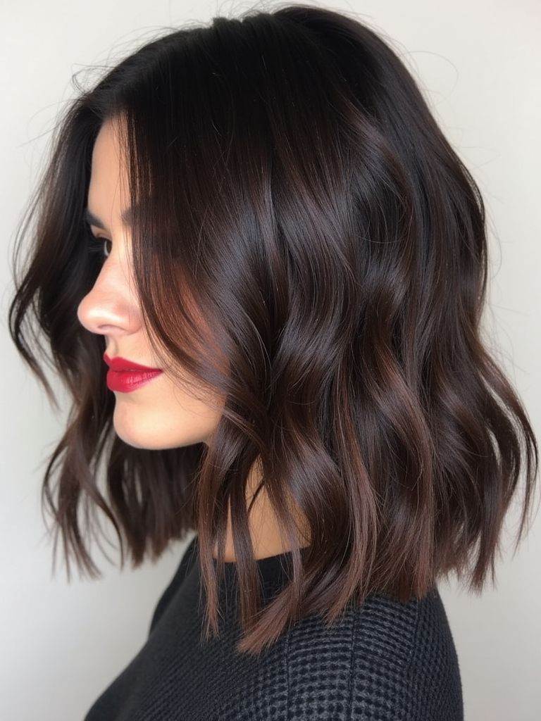 Carré balayage brun chocolat