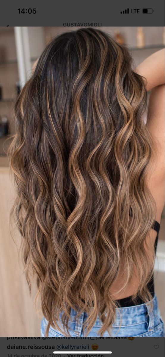 Balayage caramel sur brune