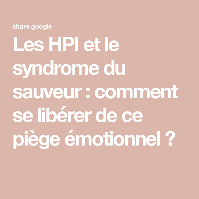 Syndrome du sauveur psychologie