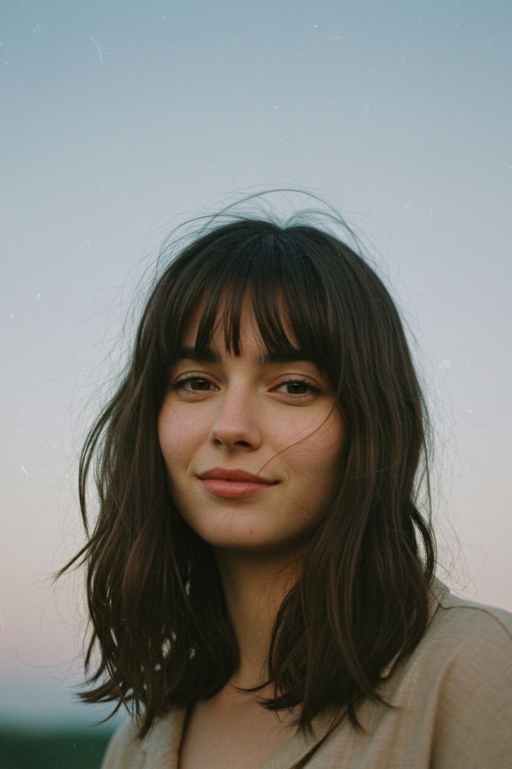 cheveux mi long et frange