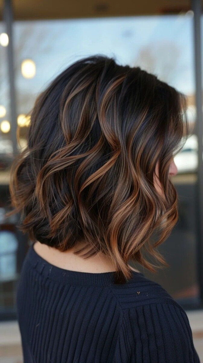 carré balayage brune