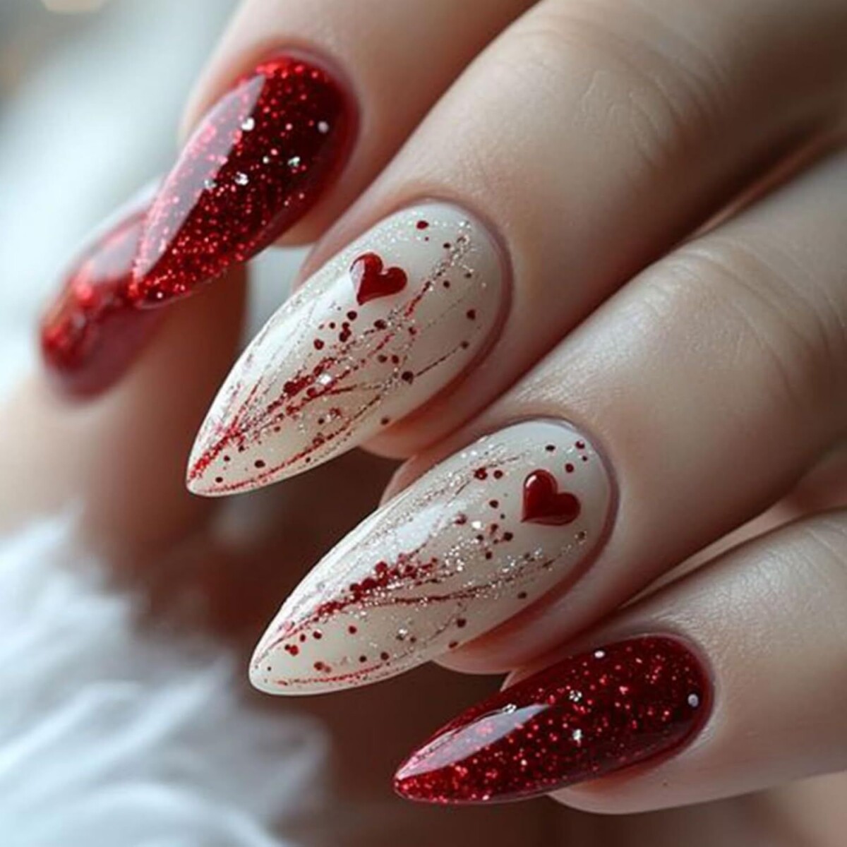 Nail art Saint-Valentin chic