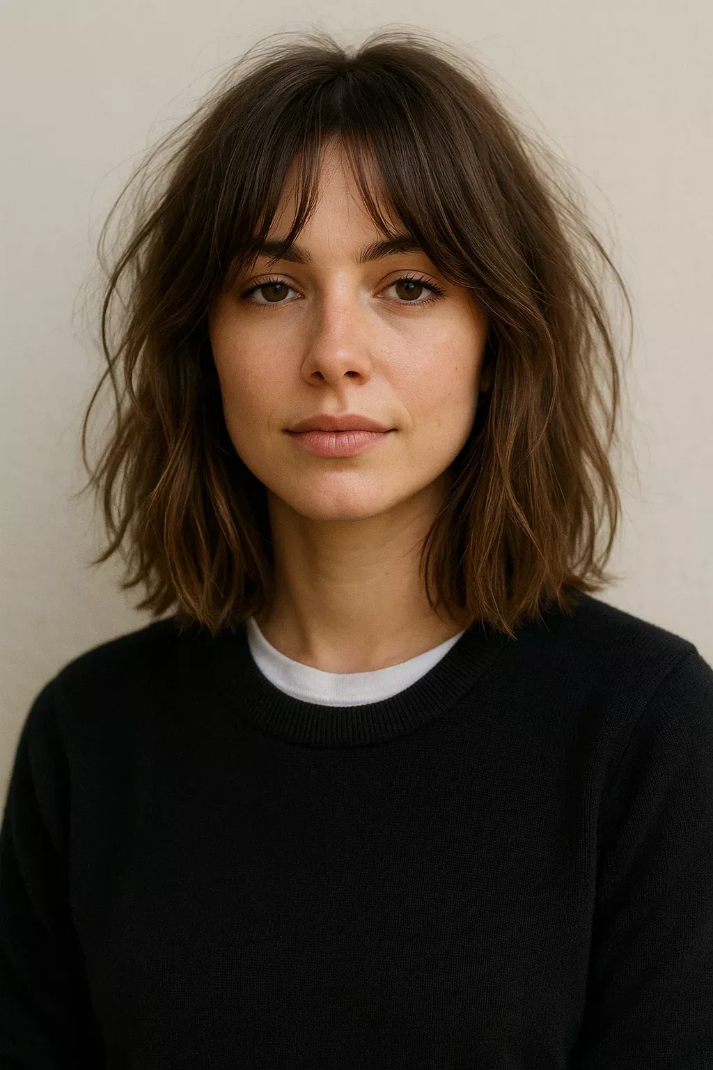 Cheveux mi-longs frange