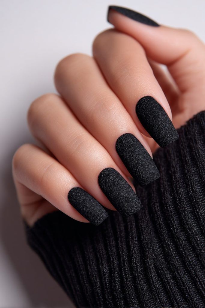 ongle en gel noir mat