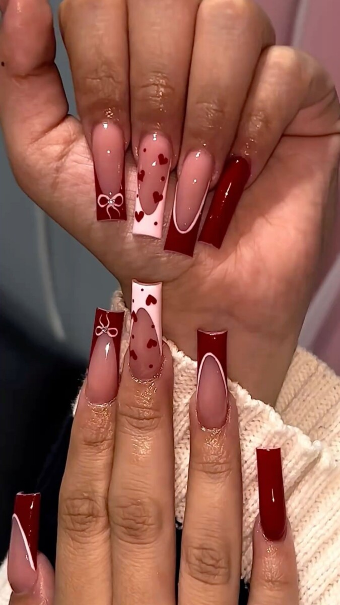 Ongles Saint-Valentin rouges