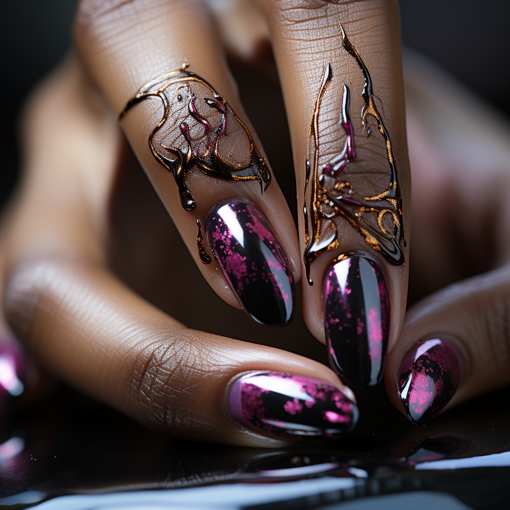 Ongles gel noir velours