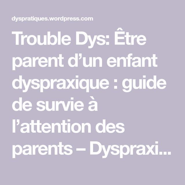 Dyspraxie adulte quotidien