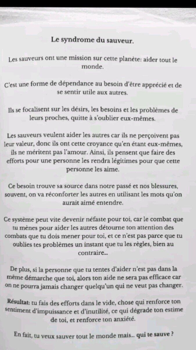Syndrome du sauveur psychologie
