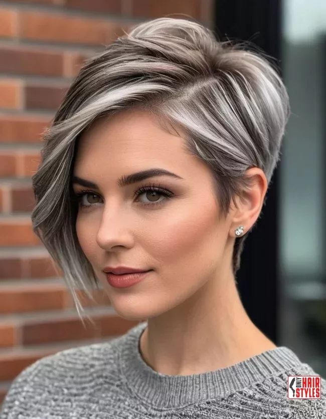 balayage gris sur brune cheveux court