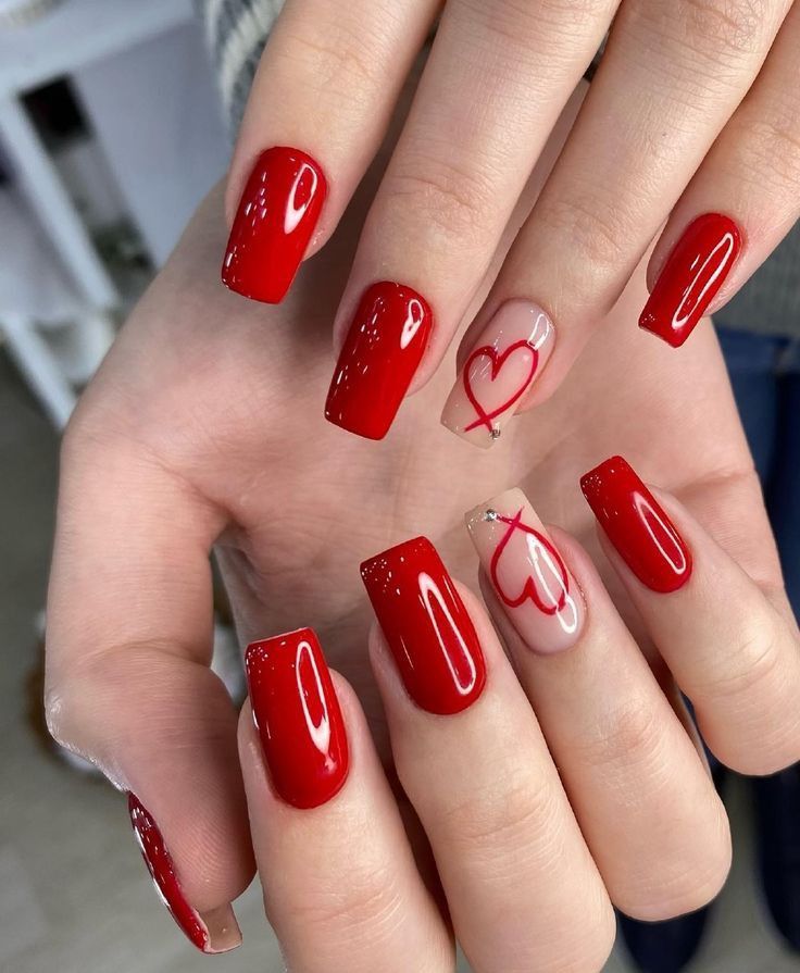 Ongles Saint-Valentin rouges