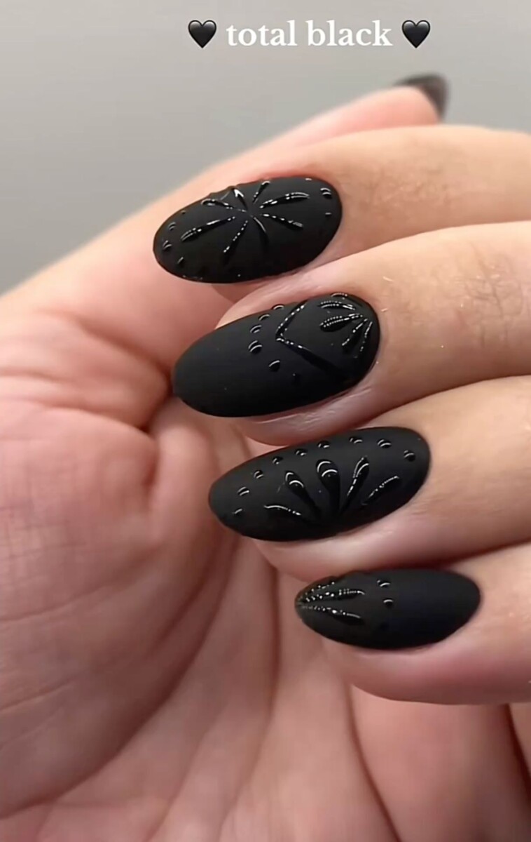 Ongles gel noir velours