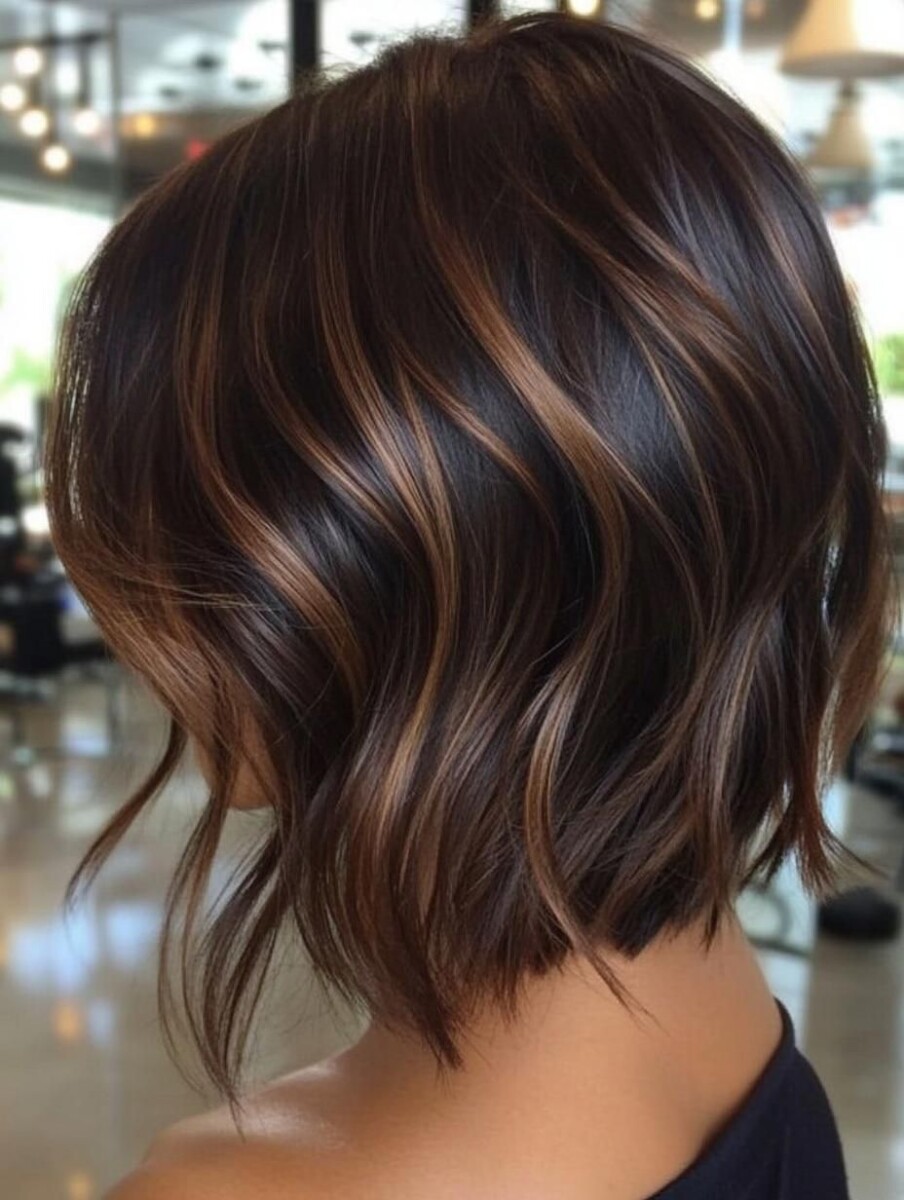 carré balayage brune