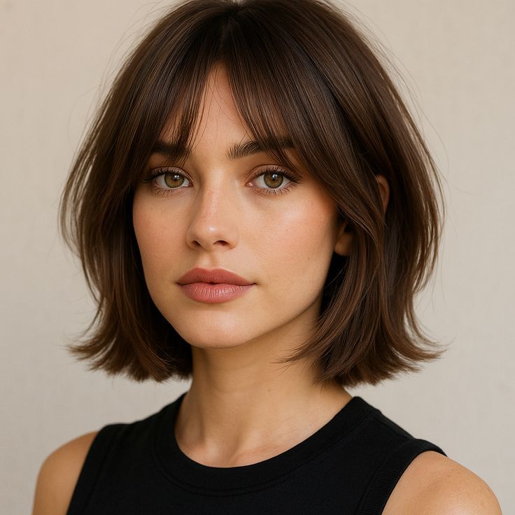 Coupe carré frange rideau chic