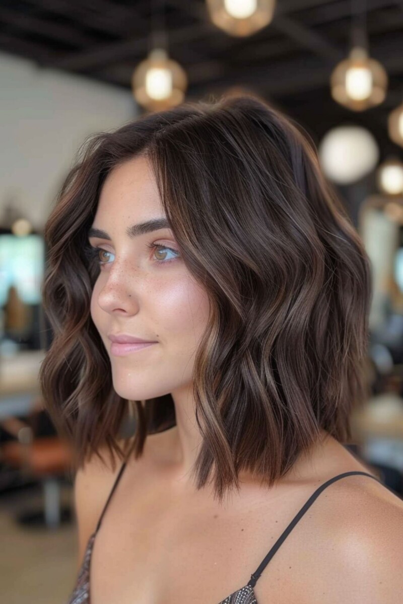 Carré balayage brun chocolat
