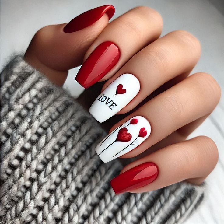 Ongles Saint-Valentin cœurs
