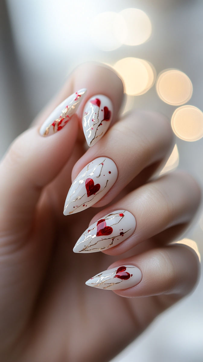 Ongles Saint-Valentin cœurs