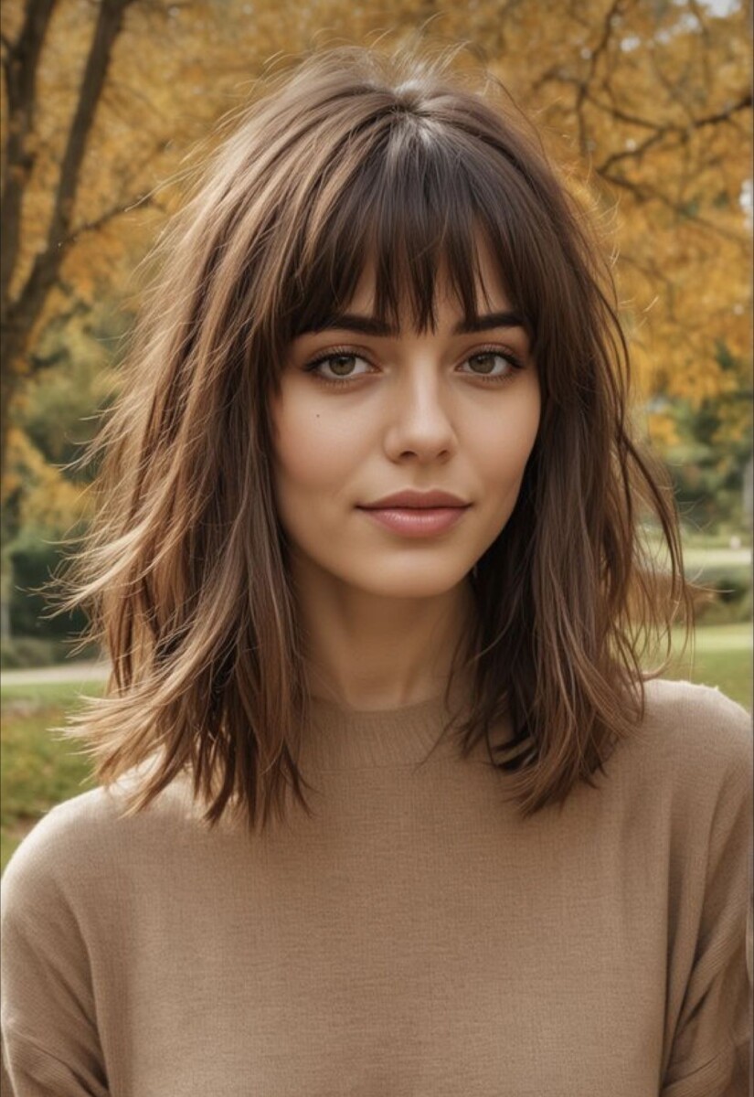 cheveux mi long et frange