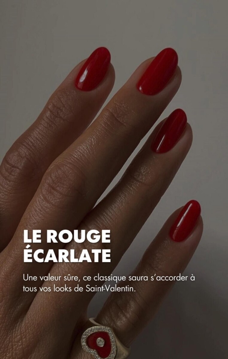 Nail art cœur Saint-Valentin