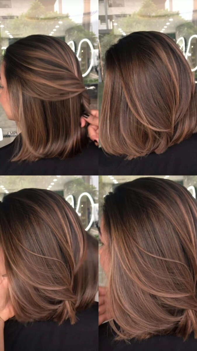 carré balayage brune