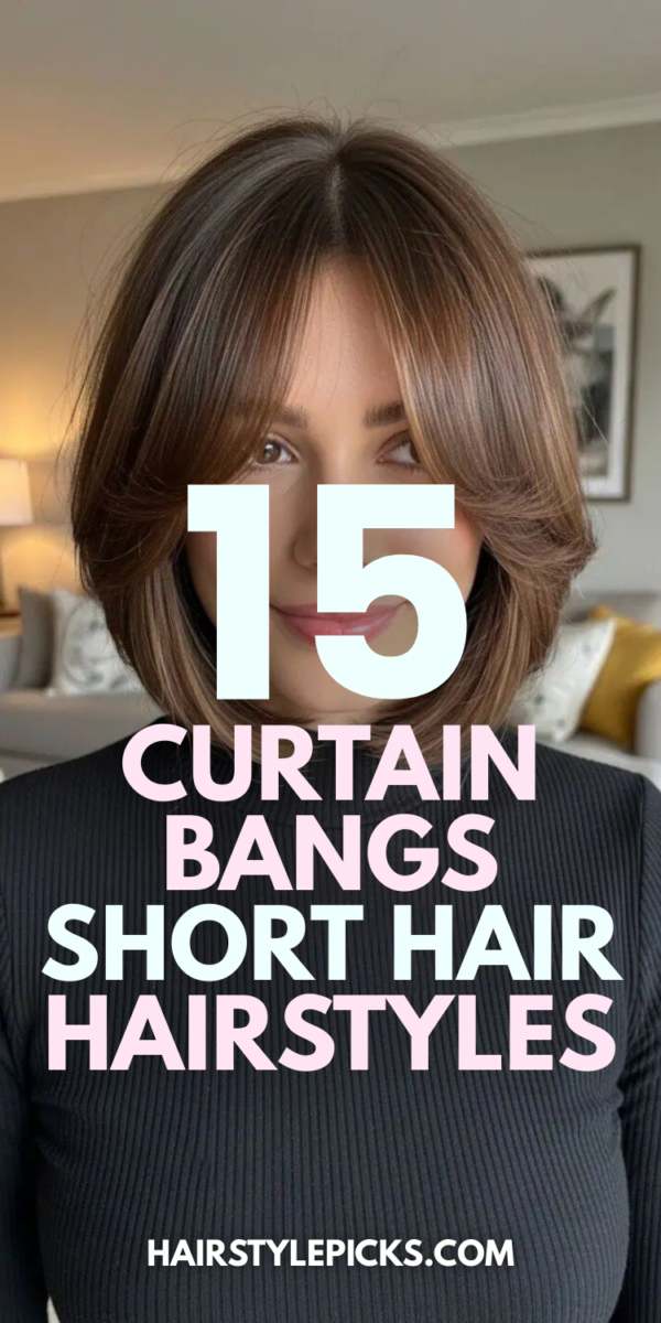 Frange rideau cheveux courts style