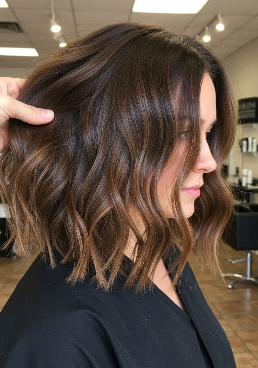 carré balayage brune