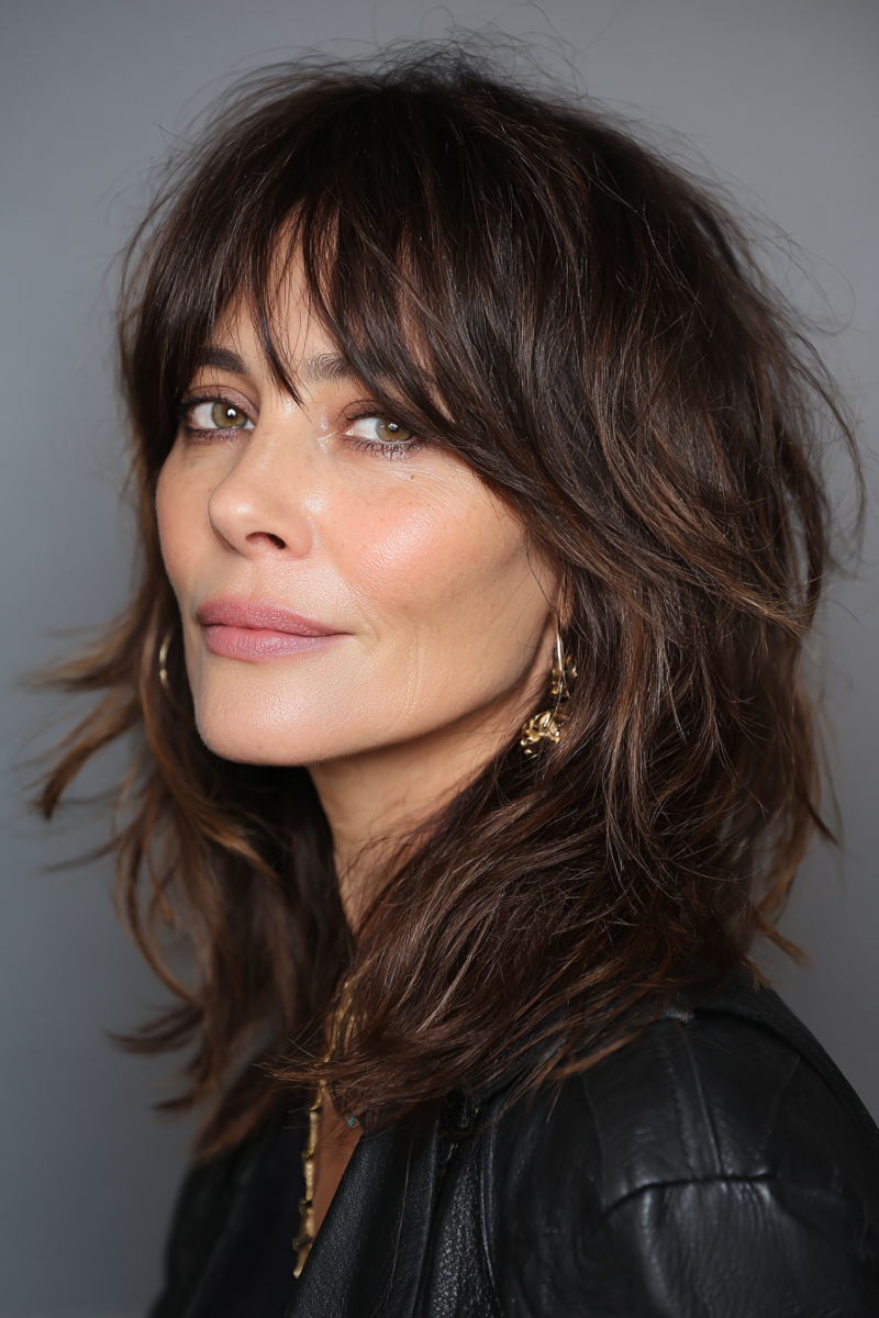 Cheveux mi-longs frange